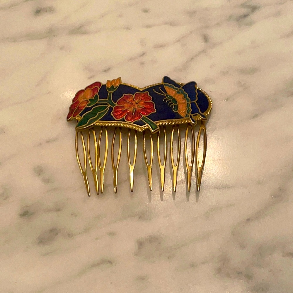Vintage Cloisonné Hair Comb